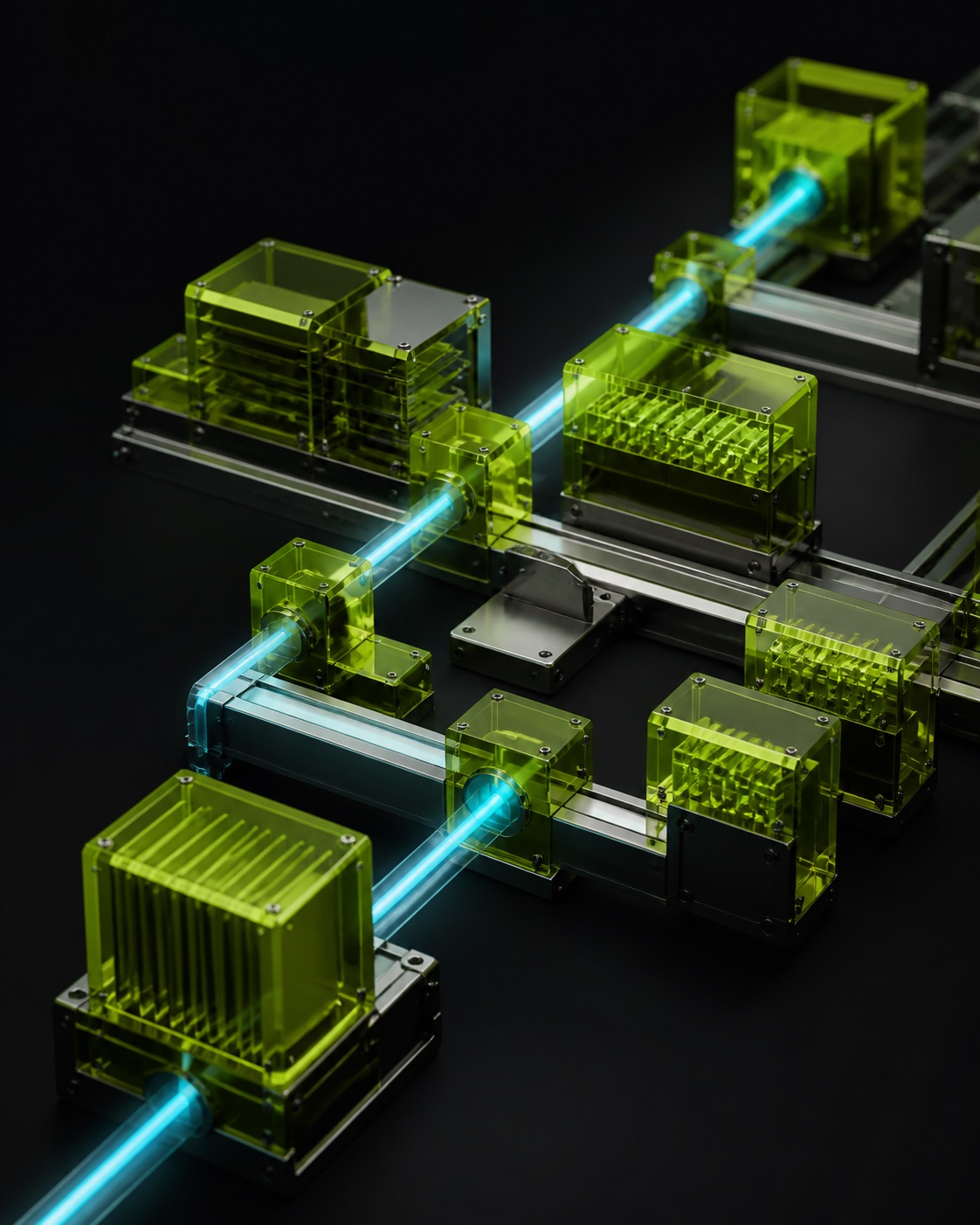 A lime modular system representing a workflow tool